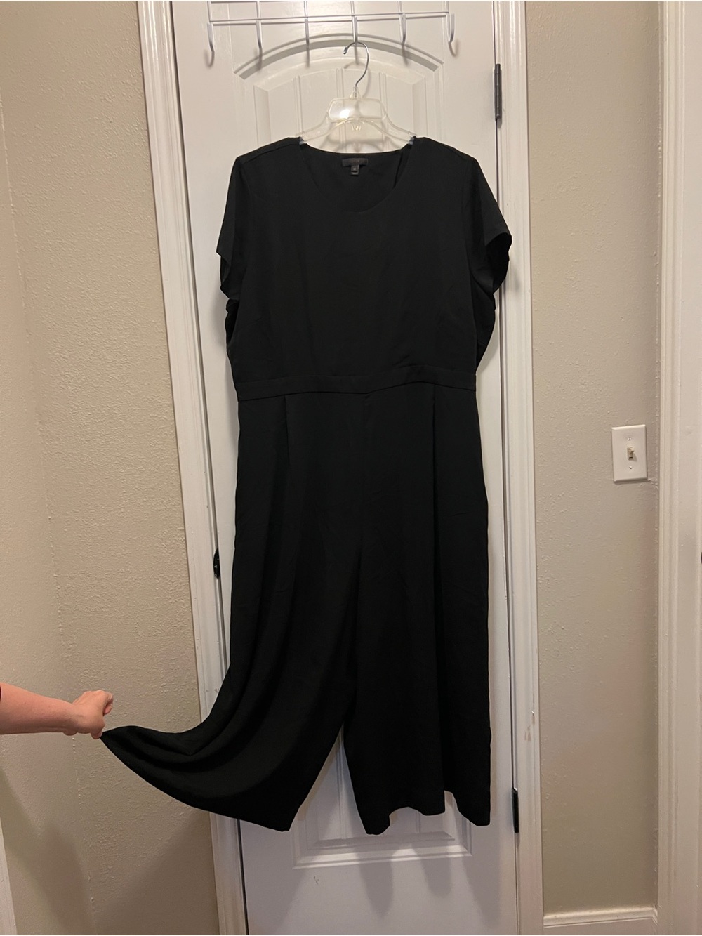 J. Crew Black Short-Sleeve Jumpsuit with Waist Seam